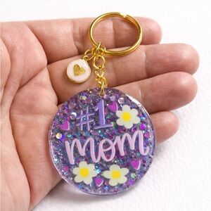 Purple Glitter #1 Mom Key Holder